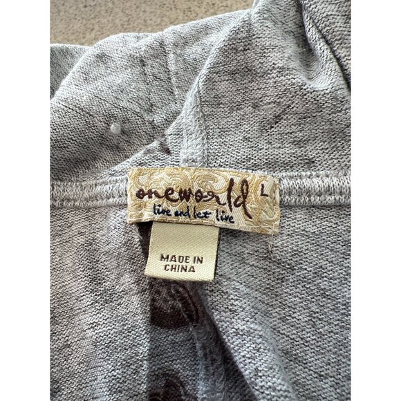 OneWorld Jacket Size Large Floral Full Zip Hooded 3/4 Sleeve Studded Rhinestone - Picture 5 of 7